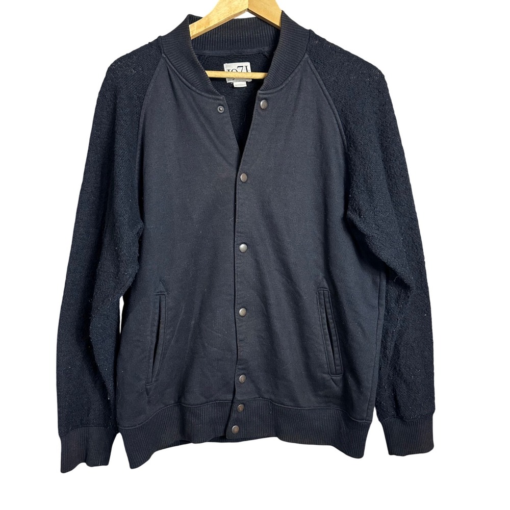1971 Reiss Black Baseball Bomber Jacket‎ Varsity Style Mens Size L streetwear